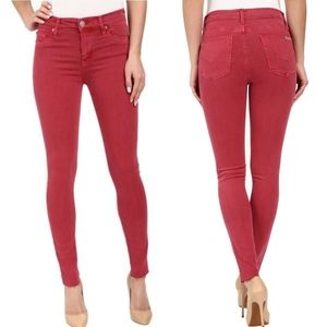 Hudson • Nico Midrise Skinny Ankle Raw Hem, Red
